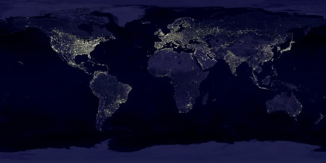 All of the Earth at night time