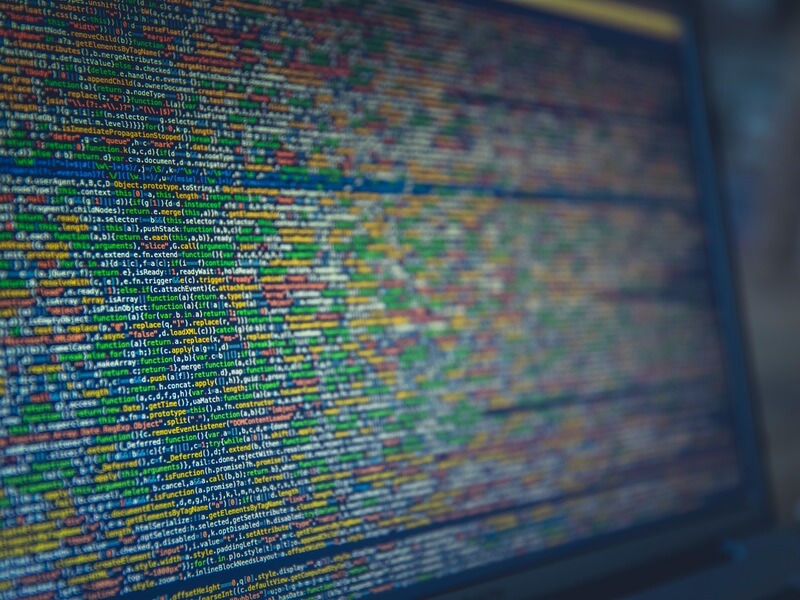Code on flat-screen monitor