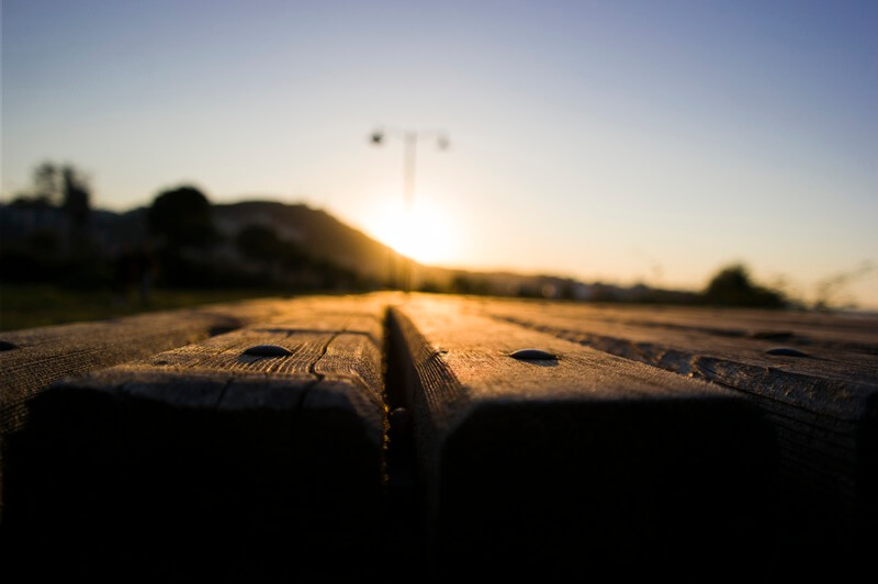 A closeup focus shot of outside flooring boards