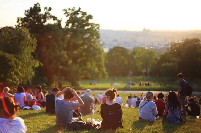Group of people enjoying a concert at Perth park