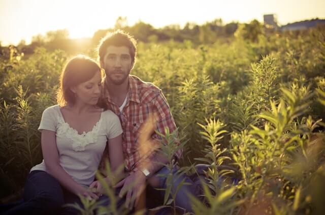 young couple in the fields