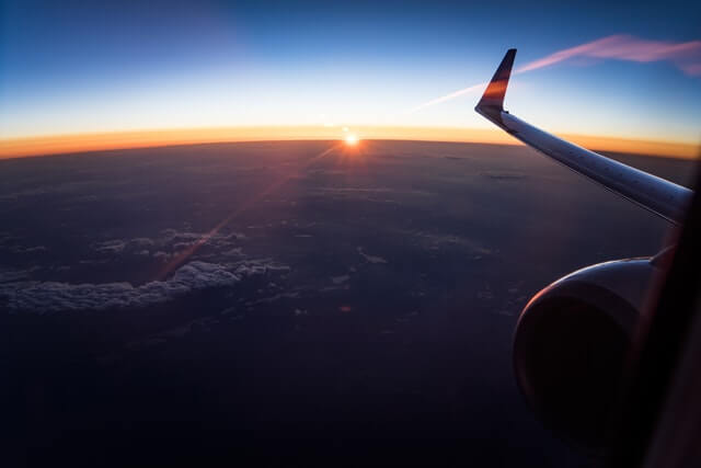 Aerial view of white clouds in sunset