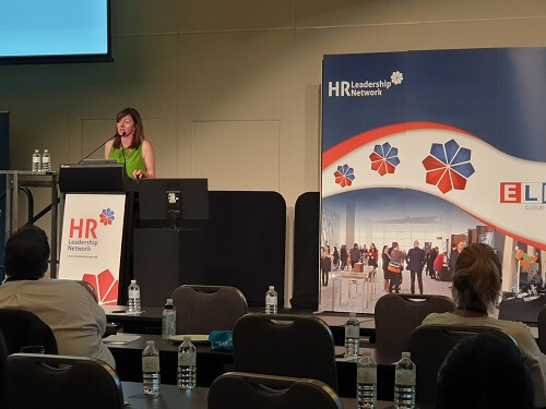 Sheila Woods from Interstaff providing a keynote at the WA HR Leadership Forum in 2018
